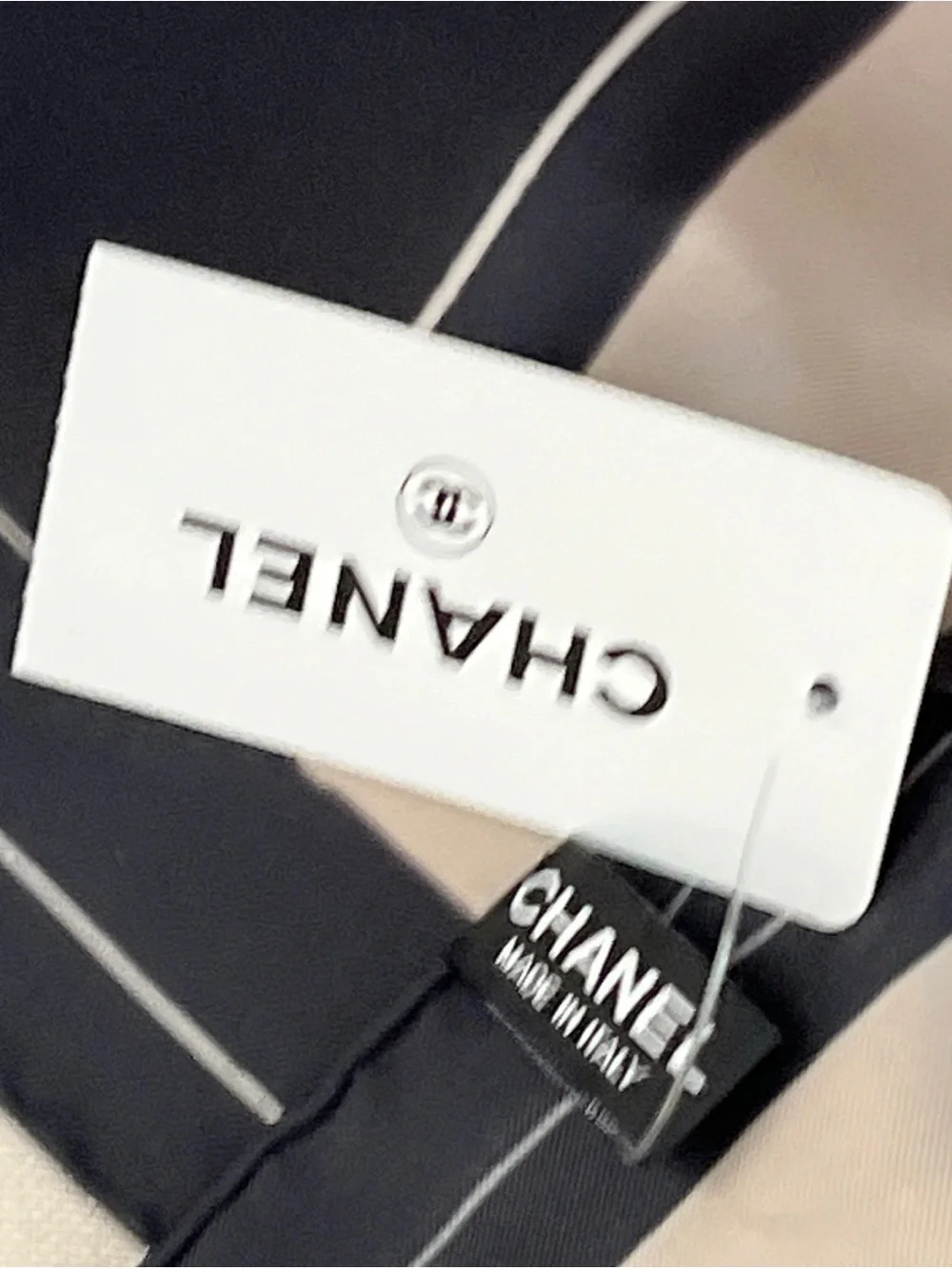 CHANEL icon motifs silk scarf with original packaging tags